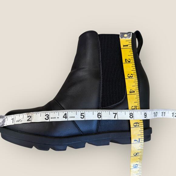 Athlefit Faux Leather Ankle Chelsea Boots Hidden Wedge Heel Women Size 8.5 Black - Picture 10 of 11